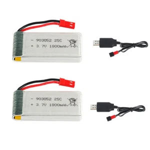 2x 3,7V 1800mah Lipo Akku 25C JST Stecker mit Ladegerät für RC Quadcopter Drohne - Bild 1 von 8