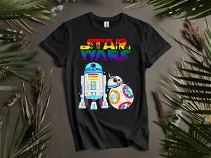 Star Wars Rainbow R2-D2 BB-8 T-shirt T shirt Men Women Unisex Tshirt K766 - Picture 1 of 6