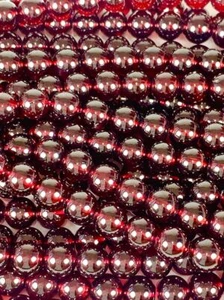 Grade AAA+++ Genuine Natural Red Garnet Smooth Round Beads 15.5" Strand - Picture 1 of 8