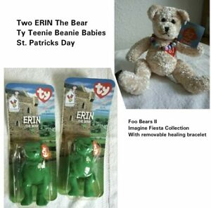 Vintage 1998 ERIN The Bear Ty Teenie Beanie Babies & Foo Bears II Fiesta