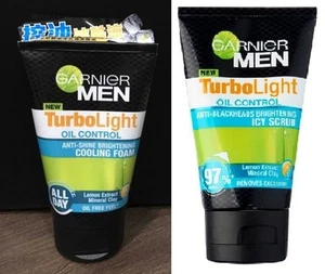2x 100 ml GARNIER Men TurboLight Oil Control Anti-Mitesser Aufhellung Eis Peeling - Bild 1 von 4