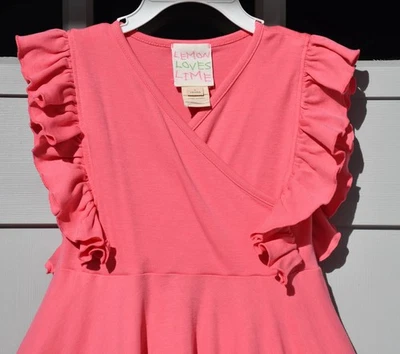 Vestido Lemon Loves Lima Talla 4 Rosa Volantes con Corpiño Cruzado, Falda Completa Foto 1 de 4