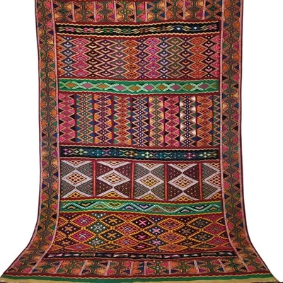 Moroccan Masterpiece Rug Handwoven Wool Rug Vibrant Berber Boujaad Kilim Carpet - Image 1 of 4