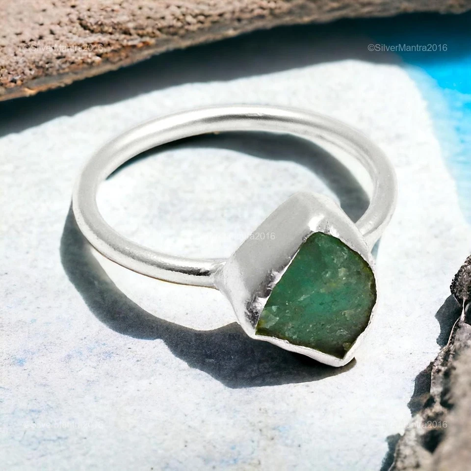 Smaragd Stein Sister Cocktail Statement Geburtstag Blende Ringgröße 6 925 Silber - Bild 1 von 4