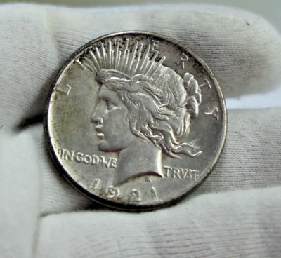 1921 US Peace Silver Dollar $1Nice AU High-Relief - Image 1 of 2