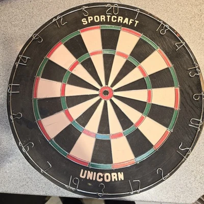 Vintage Sportcraft Unicorn Dartboard Vintage Dart Board 18" Thick 1.5" - 2 Sided - Image 1 of 4