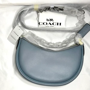 Coach Mira Shoulder Bag Chain Strap - Gray Blue Glovetanned Leather CM583 - Picture 1 of 15