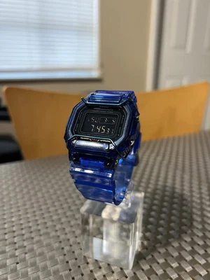 Gshock DW5600 Mod Custom Skmei Watch Clear Blue & Travel Case - Image 1 of 4
