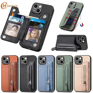 For iPhone 17 AIR 17 16 15 14 Pro Max 13 11 12 7 8 XR Phone Case Leather Wallet - Picture 1 of 18