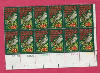US SCOTT 1445 CHRISTMAS PARTRIDGE IN PEAR TREE 8¢  1971 PLATE BLOCK OF 12 MINT - Image 1 of 2
