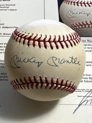 MICKEY MANTLE 9 SIGNED AUTOGRAPHED OAL BASEBALL!  Yankees!  HOF!  JSA! - Image 1 of 3