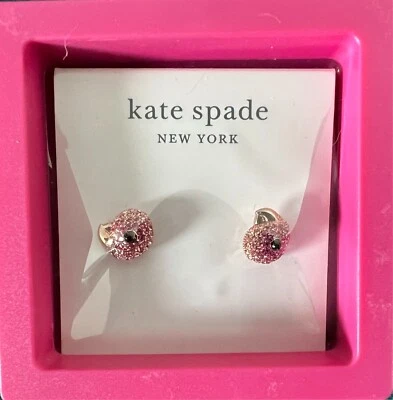 Kate Spade Earrings Tropical Paradise Parrot Design Vibrant Pink Toned Stud Back - Image 1 of 2