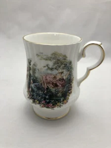 Vintage Royal Windsor Fine Bone China Cup Mug England Courting Couple Gold  - Picture 1 of 10