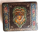 Vtg Italian Embossed Tooled Leather Jewelry Trinket Box Made In Italy