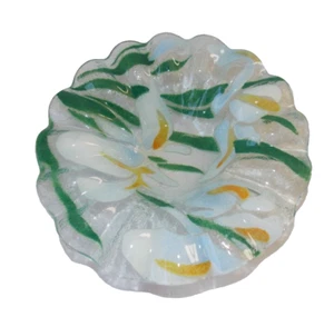 SYDENSTRICKER Calla Lilie verschmolzene Kunstglasschale 6 1/2" weiß grün Blumen gekräuselt - Bild 1 von 15
