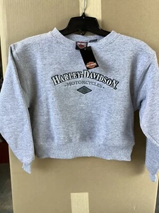 Harley-Davidson Women's Small Gray Crop sweatshirt Shirt NEW - Picture 1 of 3