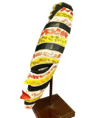 African Mask Grebo Tall Carved Tribal Facepiece Vintage Wall Art Liberia-434 Foto 1 de 4