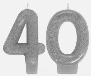 40th Birthday Numeral Sparkling Celebration Glitter Candles for Fortieth party. - Picture 1 of 6