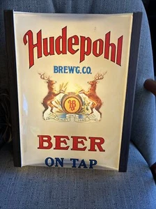 RARE Vintage 60/70s HUDEPOHL Brew Co. Beer On Tap LIGHTED BEER SIGN Bar Mancave - Picture 1 of 13