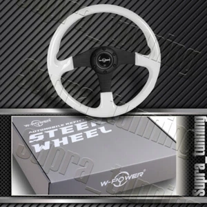 W-Power 350MM 14-Inch Steering Wheel White Galaxy Wood 6-Holes Matt Black Spoke - Picture 1 of 5