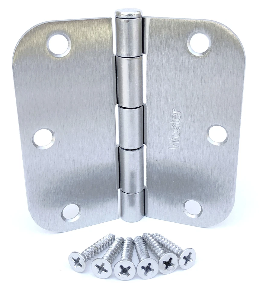 Paquete de 30 bisagras interiores de níquel satinado de 3,5" con bisagra de radio de 5/8" DH3558 Foto 1 de 3