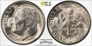 1954 S Roosevelt Dime 10c PCGS MS65FB - Foto 1 di 2