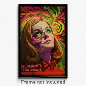 Russian Movie Poster - Girl Feeling Jubilation, Grimy Red Bowtie (Art Print) - Picture 1 of 1