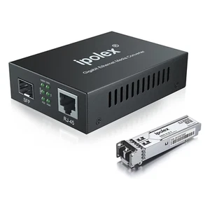 Gigabit LC Fiber to Ethernet Media Converter, 550m Range, SFP SX Module - Picture 1 of 12