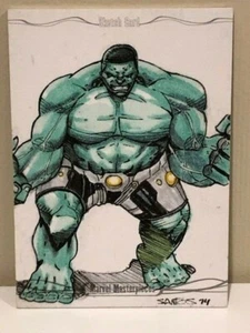 2016 Marvel Masterpieces Sketch HULK by Chris Santos ๐ ๐ 1/1 - Picture 1 of 2