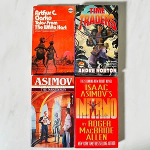 Lot of 4 Vintage Science Fiction Paperback Novels Asimov Norton Clarke Inferno - Picture 1 of 17