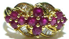 Designer Adl 14K Yellow Gold Ruby And Baguette Diamond Cocktail Ring Size 725