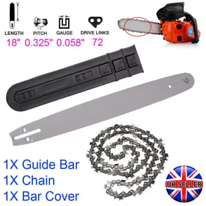 18" Inch Chainsaw Guide Bar and Chain Blade & Cover 72DL For Husqvarna Saw UK - Picture 1 of 11