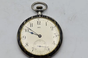 UNISCHE ANTIKE TASCHENUHR 1920 um NIELLO SILBER - Bild 1 von 7