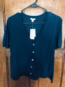 Maglione cardigan donna J Jill XS NUOVO CON ETICHETTE lino leggero blu - Foto 1 di 8
