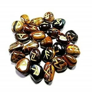 Tigerauge Runen Set Elder Futhark Runen Set Trommelt Wikinger Runen Futhark 25 Teile - Bild 1 von 3
