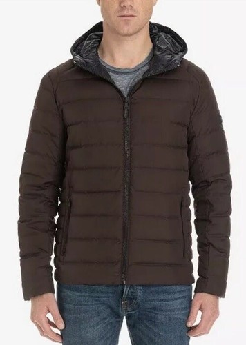 Piumino Michael Kors uomo leggero premium cappuccio imbottito melanzana S $225