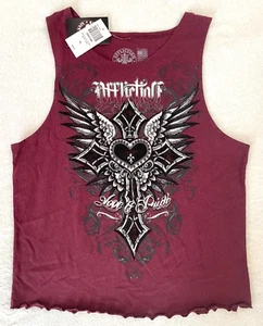 NWT Affliction Hot Topic Heart Cross MMA Biker Girls Tank Top XL - Picture 1 of 7