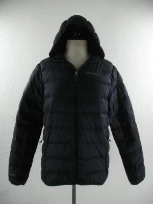 Mens S Eddie Bauer Microlight Down Packable Puffer Jacket Hooded Black Parka 650 - Image 1 of 4
