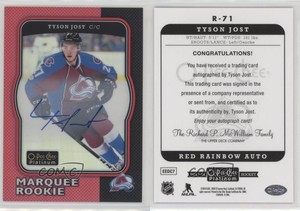 2017-18 O-Pee-Chee Platinum Retro Rainbow Red Tyson Jost #R-71 Rookie Auto RC