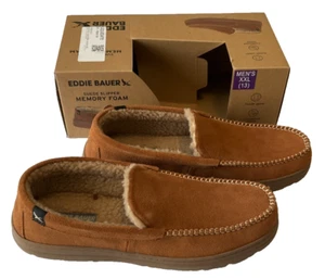 Eddie Bauer Loudon Slippers Mens Size 2XL 13 Brown Suede Memory Foam - Picture 1 of 12