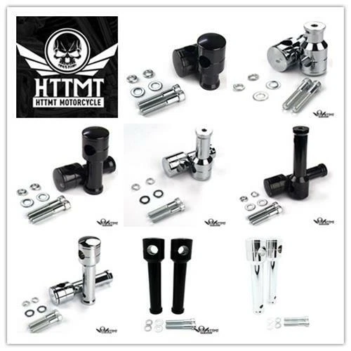 Guidão de montagem redondo preto cromado reto 1"/25mm risers 2" 4" 6" 8" elevação - Imagem 1 de 1