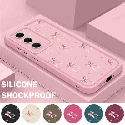 Phone Case For Samsung A56 A16 A05s A15 A17 A55 S25 S24 S23 Cute Bow Soft Cover