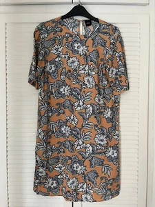 ASOS T-shirt Dress Size 10 Paisley Orange Green - Picture 1 of 5