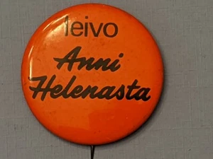 Leivo Anni Helenasta Orange Pinback Pin Button - Picture 1 of 4