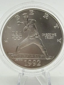1992 D Olympic Silver Dollar $1 Baseball ??Nolan Ryan?? #1171 - Picture 1 of 6