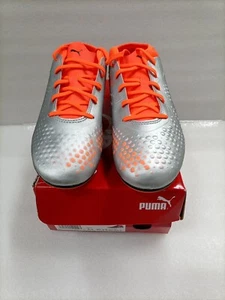 Puma One 4 Syn FG Jr Soccer Silver Orange Black Big Kids 5.5 - Picture 1 of 9