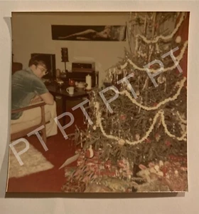 Vtg Photo Handsome Beefcake Man Christmas Tree Nude Pinup On Wall 1970s Snaps - Picture 1 of 3