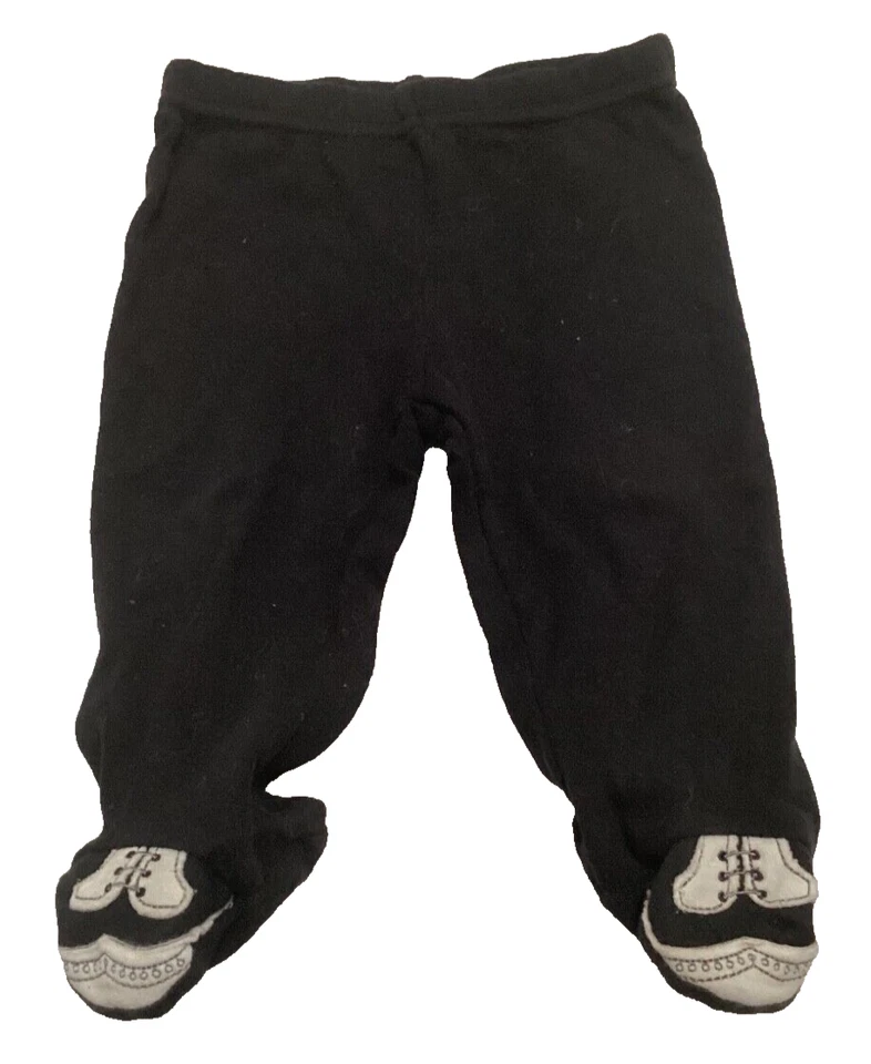 Bebé Iniciador 6 Meses Negro Elastizado Pantalones Pie Leggings Imitación Zapatos Algodón Foto 1 de 2