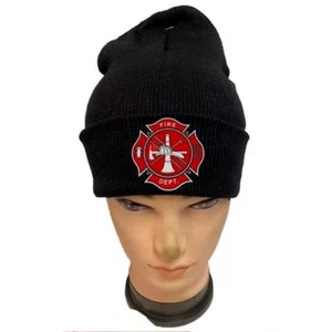 Gorra gorra 8" FIRE DEPARTMENT BOMBERO negra bordada SOMBRERO - Imagen 1 de 2