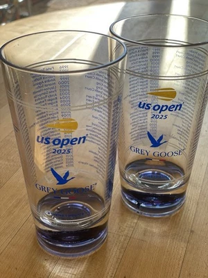 (2) Taza de recuerdo acrílico de miel de ganso gris tenis abierto de Estados Unidos 2025 RARO Foto 1 de 3